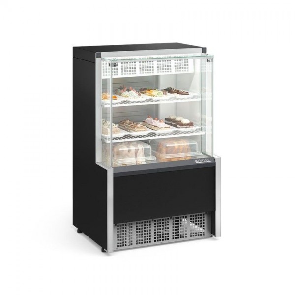 Vitrine Refrigerada Preta 0.75m - Confeitaria - Dupla Função - Gelopar