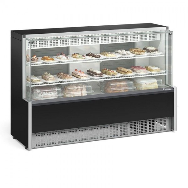 Vitrine refrigerada Preta 1.75m - Confeitaria - Dupla função - Gelopar