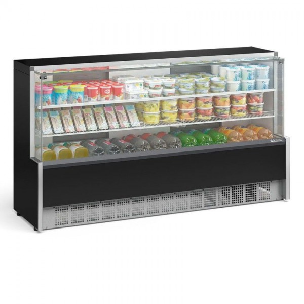 Vitrine Refrigerada Preta 2.05m Universal 2 Placas Frias - Gelopar 